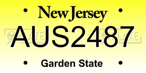 AUS2487 New Jersey License Plate