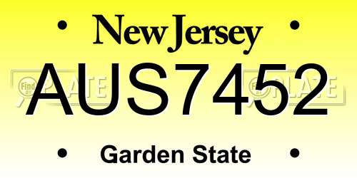 AUS7452 New Jersey License Plate