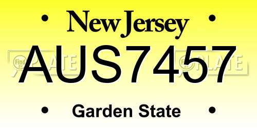 AUS7457 New Jersey License Plate