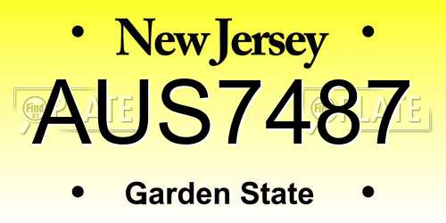 AUS7487 New Jersey License Plate