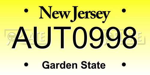 AUT0998 New Jersey License Plate