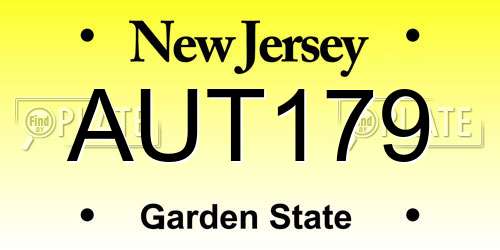 AUT179 New Jersey License Plate