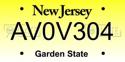 AV0V304 New Jersey License Plate