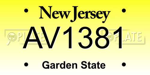 AV1381 New Jersey License Plate