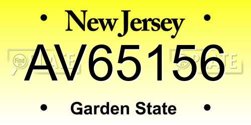 AV65156 New Jersey License Plate