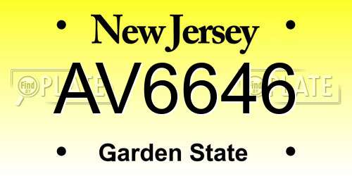 AV6646 New Jersey License Plate