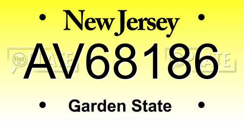 AV68186 New Jersey License Plate