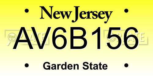 AV6B156 New Jersey License Plate