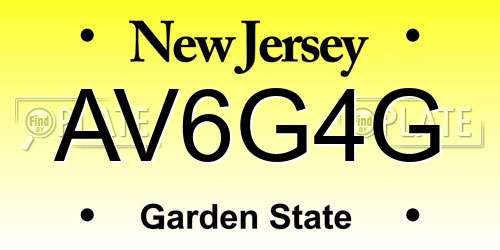 AV6G4G New Jersey License Plate