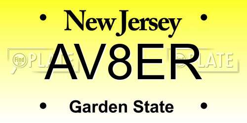 AV8ER New Jersey License Plate