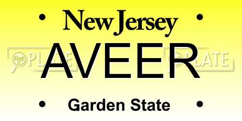 AVEER New Jersey License Plate