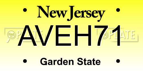 AVEH71 New Jersey License Plate