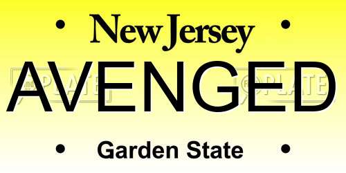 AVENGED New Jersey License Plate