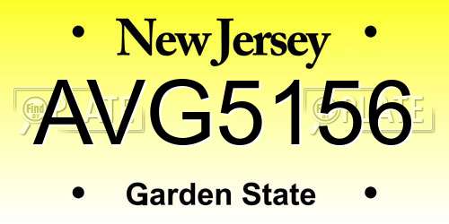 AVG5156 New Jersey License Plate