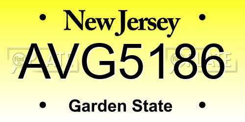 AVG5186 New Jersey License Plate