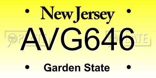 AVG646 New Jersey License Plate