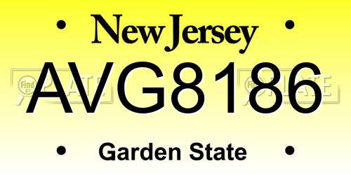 AVG8186 New Jersey License Plate