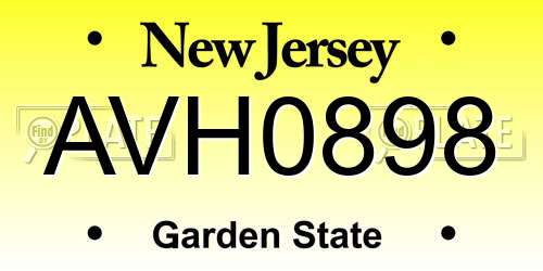 AVH0898 New Jersey License Plate