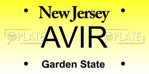 AVIR New Jersey License Plate