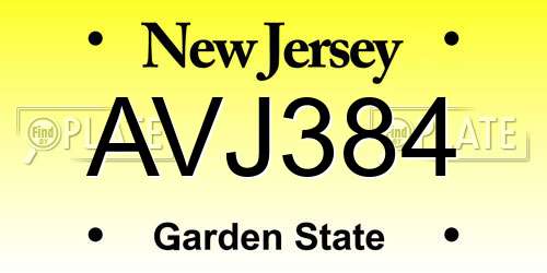 AVJ384 New Jersey License Plate