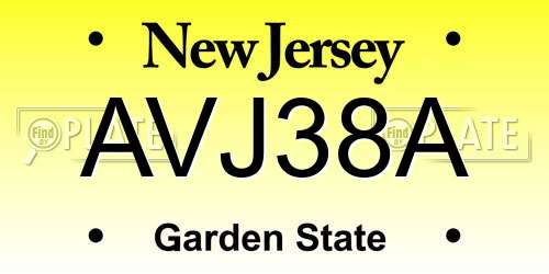 AVJ38A New Jersey License Plate