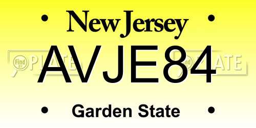 AVJE84 New Jersey License Plate