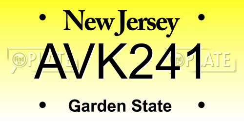 AVK241 New Jersey License Plate
