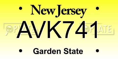 AVK741 New Jersey License Plate