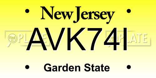 AVK74I New Jersey License Plate