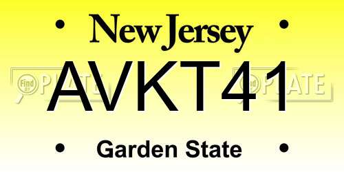AVKT41 New Jersey License Plate