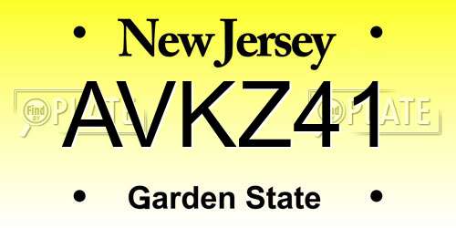 AVKZ41 New Jersey License Plate