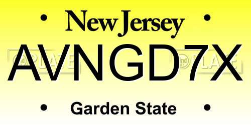 AVNGD7X New Jersey License Plate