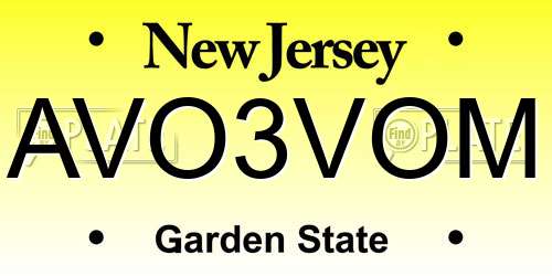 AVO3VOM New Jersey License Plate