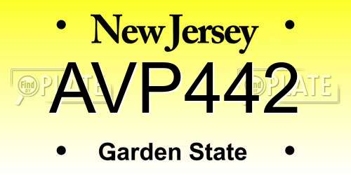 AVP442 New Jersey License Plate