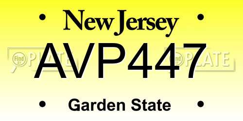 AVP447 New Jersey License Plate