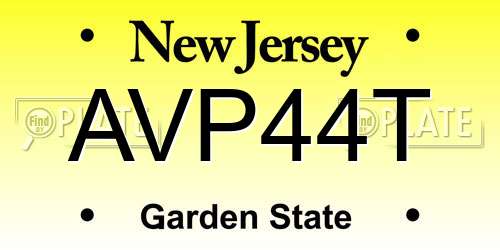 AVP44T New Jersey License Plate