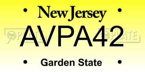 AVPA42 New Jersey License Plate