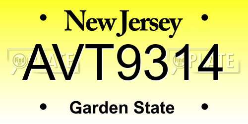AVT9314 New Jersey License Plate