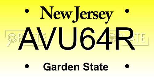 AVU64R New Jersey License Plate