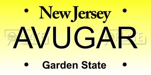 AVUGAR New Jersey License Plate