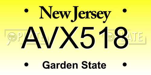 AVX518 New Jersey License Plate