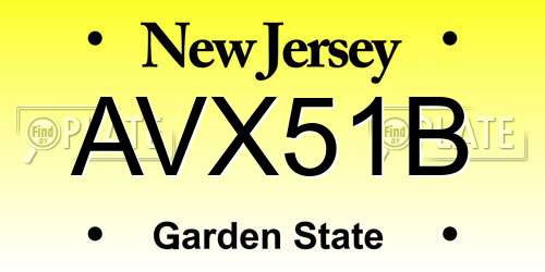 AVX51B New Jersey License Plate