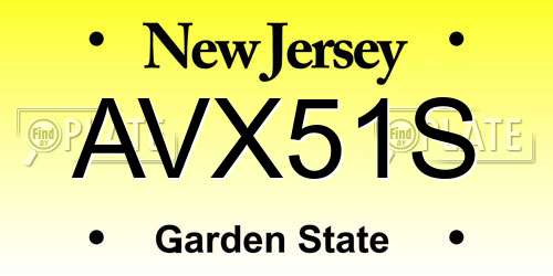 AVX51S New Jersey License Plate