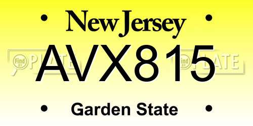 AVX815 New Jersey License Plate