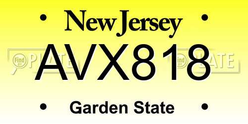 AVX818 New Jersey License Plate