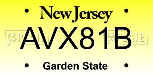 AVX81B New Jersey License Plate