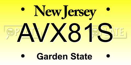 AVX81S New Jersey License Plate