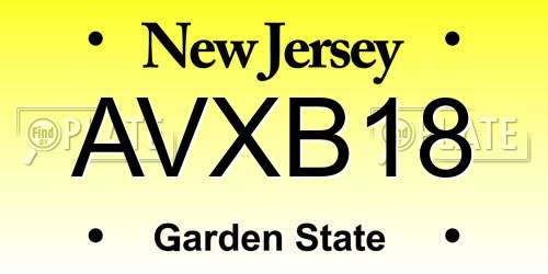 AVXB18 New Jersey License Plate