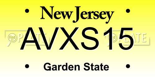 AVXS15 New Jersey License Plate