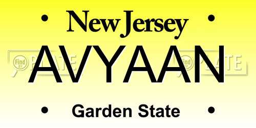 AVYAAN New Jersey License Plate